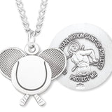 Tennis Rackets Necklace with Saint Sebastian Back in Sterling Silver