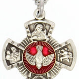 Women's 4 Way Necklace with Red Enamel - 18&quot; 1.2mm Sterling Silver Chain + Clasp