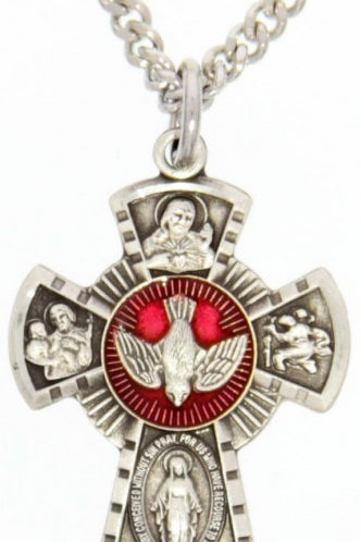 Women's 4 Way Necklace with Red Enamel - 18&quot; 1.2mm Sterling Silver Chain + Clasp