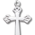 Women's Cross Necklace with Fancy Tips, Sterling Silver with Chain Options - 18&quot; 1.8mm Sterling Silver Chain + Clasp
