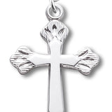 Women's Cross Necklace with Fancy Tips, Sterling Silver with Chain Options