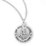 Women's Dainty Sterling Silver Round Saint Michael Necklace + Choice of Chain - 18&quot; 1.8mm Sterling Silver Chain + Clasp