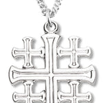 Women's Jerusalem Cross Necklace, Sterling Silver with Chain Options - 18&quot; 1.8mm Sterling Silver Chain + Clasp
