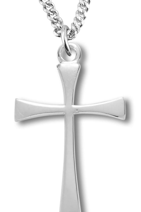 Women's Maltese Cross Necklace, Sterling Silver with Chain Options - 18&quot; 1.8mm Sterling Silver Chain + Clasp