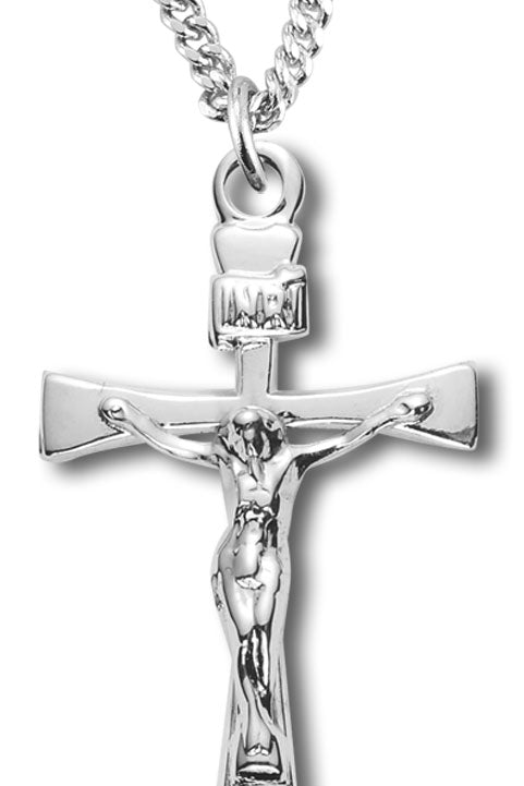 Women's Modern Maltese Crucifix Necklace, Sterling Silver with Chain Options
