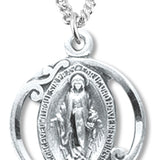 Women's Open-Cut Miraculous Necklace Round, Sterling Silver with Chain Options - 18&quot; 1.8mm Sterling Silver Chain + Clasp