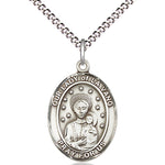 Women's Pewter Oval Our Lady of La Vang Medal - 18&quot; Rhodium Plated Medium Chain + Clasp