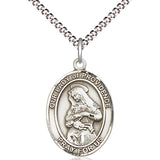 Women's Pewter Oval Our Lady of Providence Medal - 18&quot; Rhodium Plated Medium Chain + Clasp