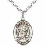 Women's Pewter Oval St. Apollonia Medal - 18&quot; Rhodium Plated Medium Chain + Clasp