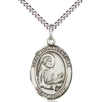 Women's Pewter Oval St. Bonaventure Medal - 18&quot; Rhodium Plated Medium Chain + Clasp