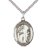 Women's Pewter Oval St. Brendan the Navigator Medal - 18&quot; Rhodium Plated Medium Chain + Clasp