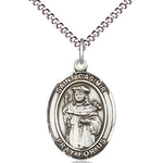 Women's Pewter Oval St. Casimir of Poland Medal - 18&quot; Rhodium Plated Medium Chain + Clasp