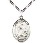 Women's Pewter Oval St. Charles Borromeo Medal - 18&quot; Rhodium Plated Medium Chain + Clasp