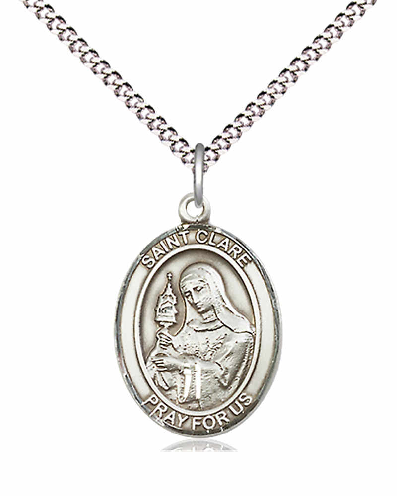 Women's Pewter Oval St. Clare of Assisi Medal