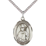 Women's Pewter Oval St. Dennis Medal - 18&quot; Rhodium Plated Medium Chain + Clasp