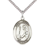 Women's Pewter Oval St. Dominic De Guzman Medal - 18&quot; Rhodium Plated Medium Chain + Clasp