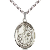 Women's Pewter Oval St. Dymphna Medal - 18&quot; Rhodium Plated Medium Chain + Clasp