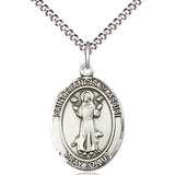 Women's Pewter Oval St. Francis of Assisi Medal - 18&quot; Rhodium Plated Medium Chain + Clasp