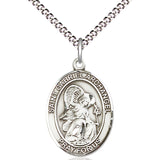 Women's Pewter Oval St. Gabriel the Archangel Medal - 18&quot; Rhodium Plated Medium Chain + Clasp
