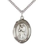 Women's Pewter Oval St. Juan Diego Medal - 18&quot; Rhodium Plated Medium Chain + Clasp