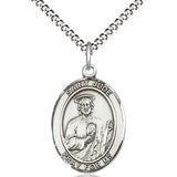 Women's Pewter Oval St. Jude Thaddeus Medal - 18&quot; Rhodium Plated Medium Chain + Clasp