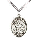 Women's Pewter Oval St. Julie Billiart Medal - 18&quot; Rhodium Plated Medium Chain + Clasp