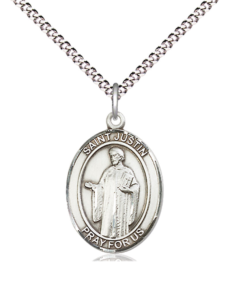 Women's Pewter Oval St. Justin Medal