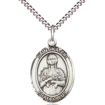 Women's Pewter Oval St. Kateri Medal - 18&quot; Rhodium Plated Medium Chain + Clasp