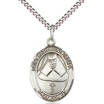 Women's Pewter Oval St. Katharine Drexel Medal - 18&quot; Rhodium Plated Medium Chain + Clasp
