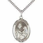 Women's Pewter Oval St. Margaret Mary Alacoque Medal - 18&quot; Rhodium Plated Medium Chain + Clasp
