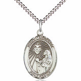 Women's Pewter Oval St. Margaret Mary Alacoque Medal - 18&quot; Rhodium Plated Medium Chain + Clasp