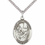 Women's Pewter Oval St. Mary Magdalene Medal - 18&quot; Rhodium Plated Medium Chain + Clasp