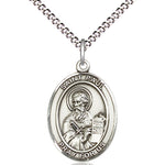 Women's Pewter Oval St. Paul the Apostle Medal - 18&quot; Rhodium Plated Medium Chain + Clasp