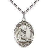 Women's Pewter Oval St. Pio of Pietrelcina Medal - 18&quot; Rhodium Plated Medium Chain + Clasp