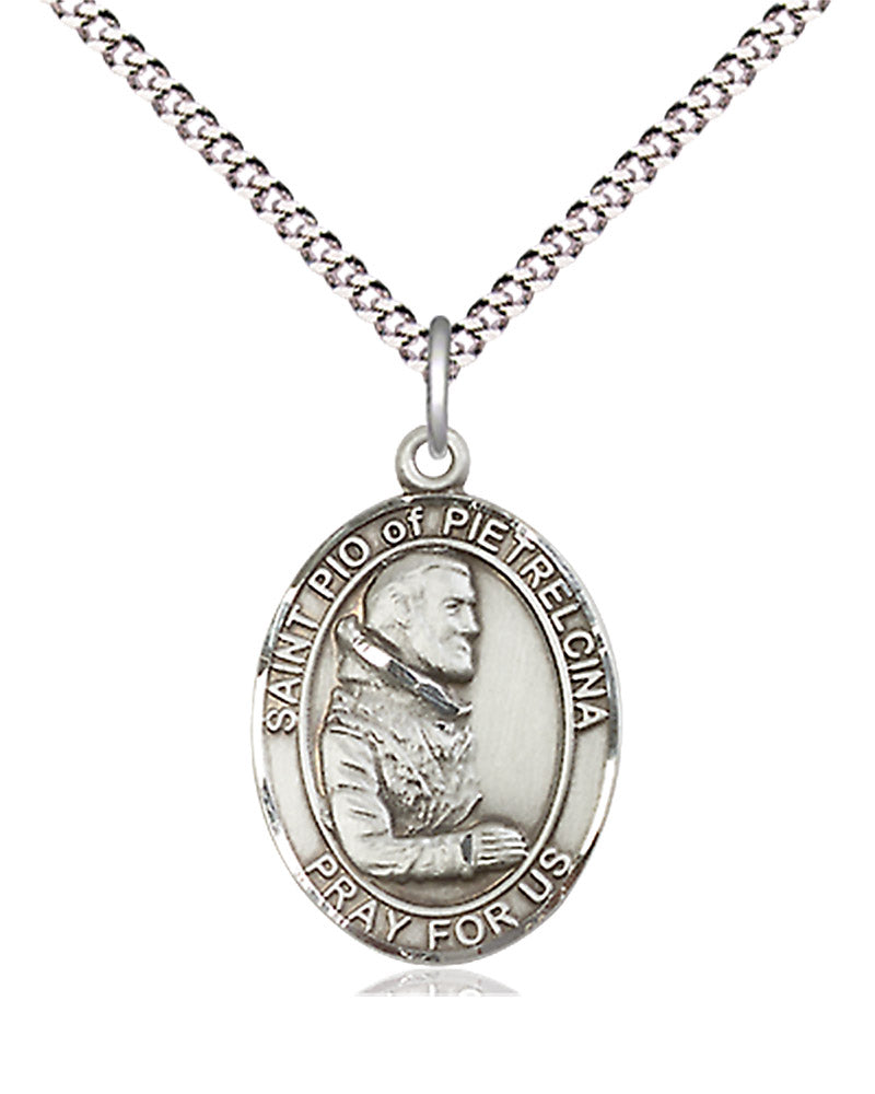 Women's Pewter Oval St. Pio of Pietrelcina Medal