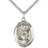 Women's Pewter Oval St. Raymond Nonnatus Medal - 18&quot; Rhodium Plated Medium Chain + Clasp