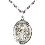 Women's Pewter Oval St. Sophia Medal - 18&quot; Rhodium Plated Medium Chain + Clasp