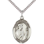 Women's Pewter Oval St. Thomas More Medal - 18&quot; Rhodium Plated Medium Chain + Clasp