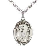 Women's Pewter Oval St. Thomas More Medal - 18&quot; Rhodium Plated Medium Chain + Clasp