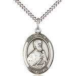 Women's Pewter Oval St. Thomas the Apostle Medal - 18&quot; Rhodium Plated Medium Chain + Clasp