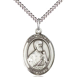 Women's Pewter Oval St. Thomas the Apostle Medal - 18&quot; Rhodium Plated Medium Chain + Clasp