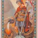 Women's St. Florian Pewter Medal with Prayer Card - Silver tone