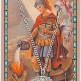 Women's St. Florian Pewter Medal with Prayer Card - Silver tone
