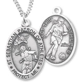 Women's Sterling Silver Saint Sebastian Soccer Oval Necklace