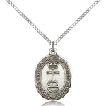 Women's Sterling Silver United Church of Christ Medal - 24&quot; 2.4mm Rhodium Plate Endless Chain