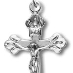 Women's Textured Tip Crucifix Necklace, Sterling Silver with Chain Options - 18&quot; 1.8mm Sterling Silver Chain + Clasp
